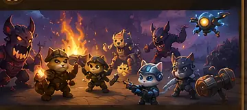 Pet squad defending against fantasy enemies